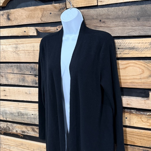 Eileen Fisher Wool Black Open Front Duster Cardigan Women’s Size Large - Picture 4 of 8